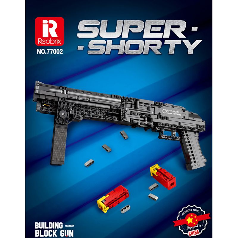 REOBRIX 77002 non  CON TRAI SIÊU NGẮN bộ đồ chơi xếp lắp ráp ghép mô hình Gun SUPER SHORTY Súng 882 khối