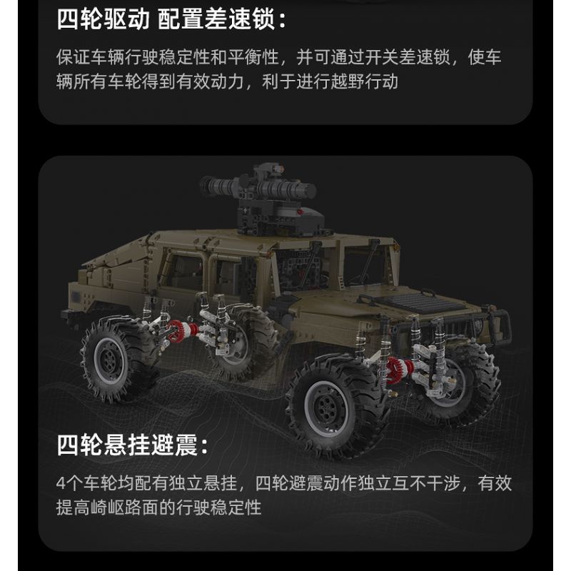 CADA DOUBLEE C61036 61036 non  XE ĐỊA HÌNH QUÂN SỰ HUMMER H1 8 tỷ lệ 1:8 bộ đồ chơi xếp lắp ráp ghép mô hình HUMVEE 3935 khối