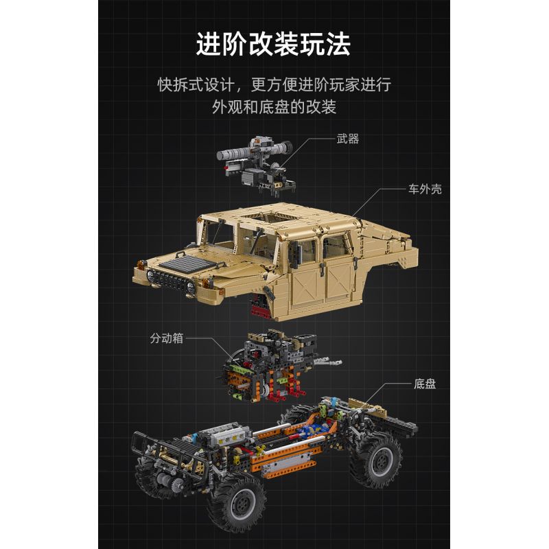 CADA DOUBLEE C61036 61036 non  XE ĐỊA HÌNH QUÂN SỰ HUMMER H1 8 tỷ lệ 1:8 bộ đồ chơi xếp lắp ráp ghép mô hình HUMVEE 3935 khối