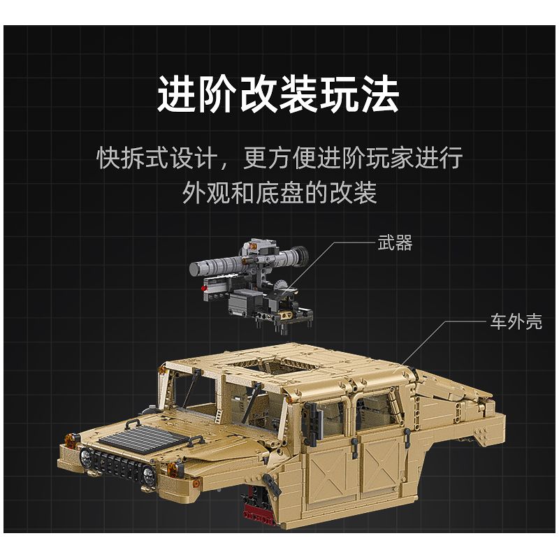 CADA DOUBLEE C61036 61036 non  XE ĐỊA HÌNH QUÂN SỰ HUMMER H1 8 tỷ lệ 1:8 bộ đồ chơi xếp lắp ráp ghép mô hình HUMVEE 3935 khối