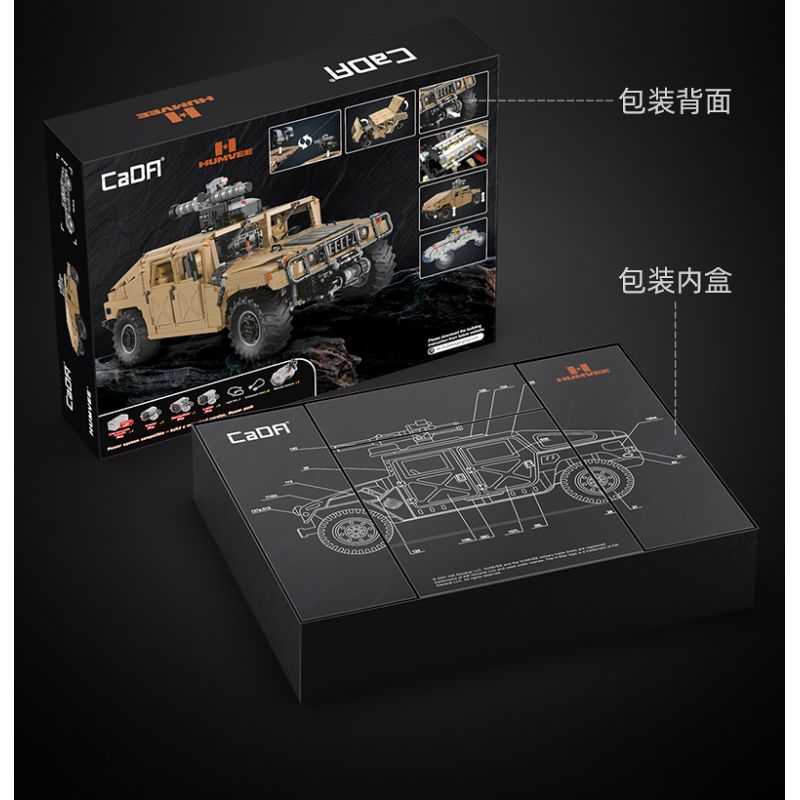 CADA DOUBLEE C61036 61036 non  XE ĐỊA HÌNH QUÂN SỰ HUMMER H1 8 tỷ lệ 1:8 bộ đồ chơi xếp lắp ráp ghép mô hình HUMVEE 3935 khối
