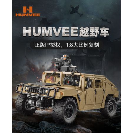 CADA DOUBLEE C61036 61036 non  XE ĐỊA HÌNH QUÂN SỰ HUMMER H1 8 tỷ lệ 1:8 bộ đồ chơi xếp lắp ráp ghép mô hình HUMVEE 3935 khối