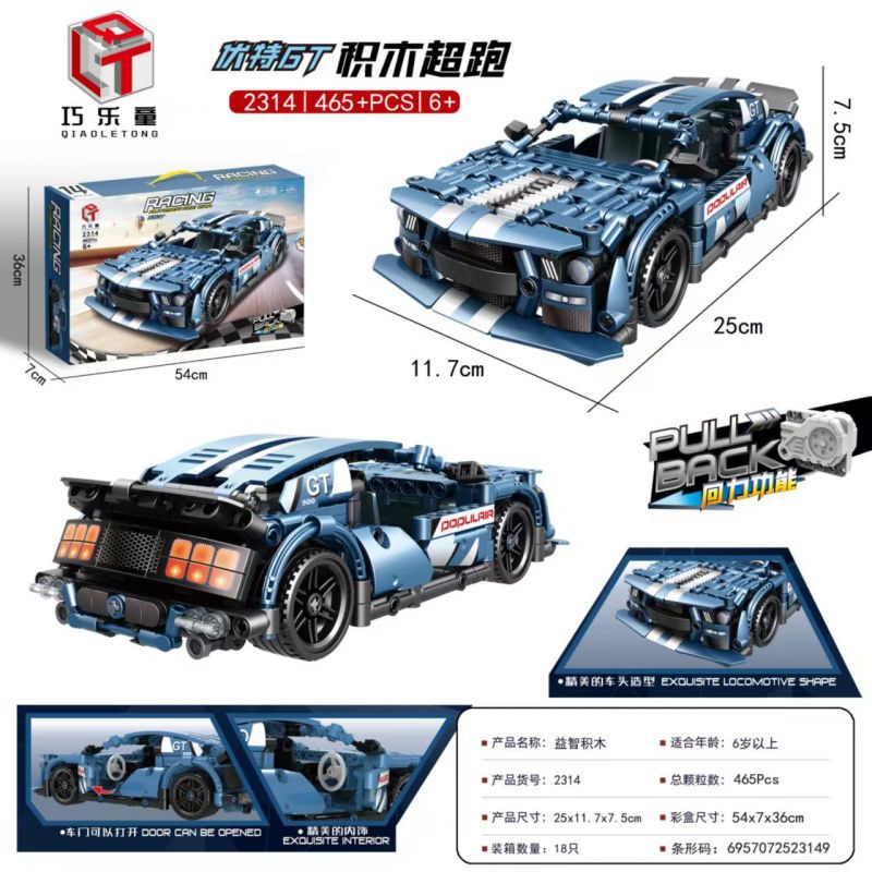 QIAO LE TONG 2314 non  SIÊU XE VOLT GT KÉO LẠI bộ đồ chơi xếp lắp ráp ghép mô hình Mini Racing Pacemaker Đua Xe Mini 465 khối