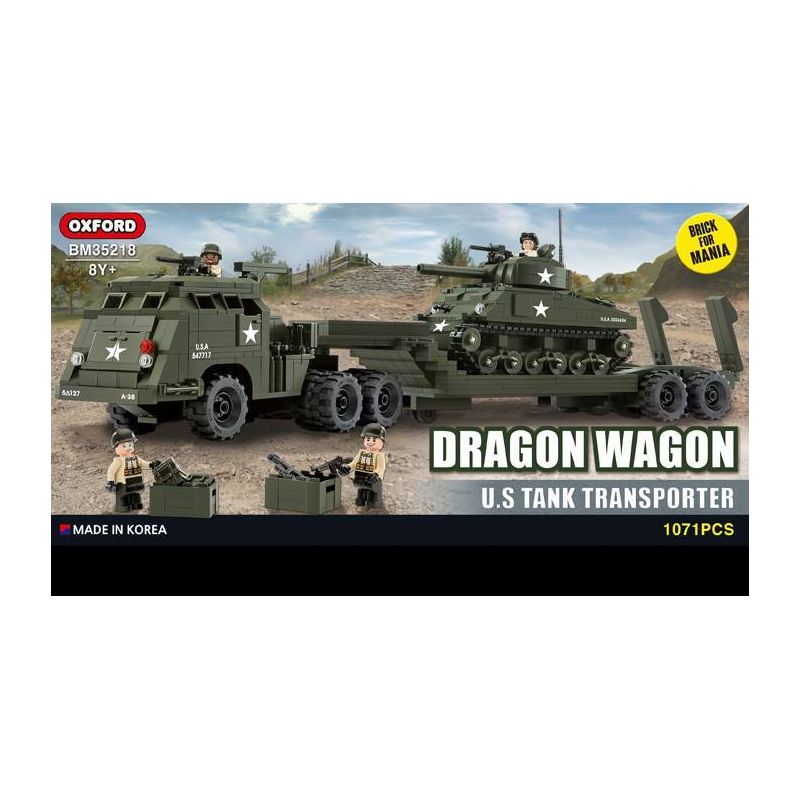 OXFORD BM35218 35218 non  RƠ MOÓC HẠNG NẶNG RỒNG bộ đồ chơi xếp lắp ráp ghép mô hình Military Army DRAGON WAGON U.S. TANK TRANSPORTER Quân Sự Bộ Đội 1071 khối