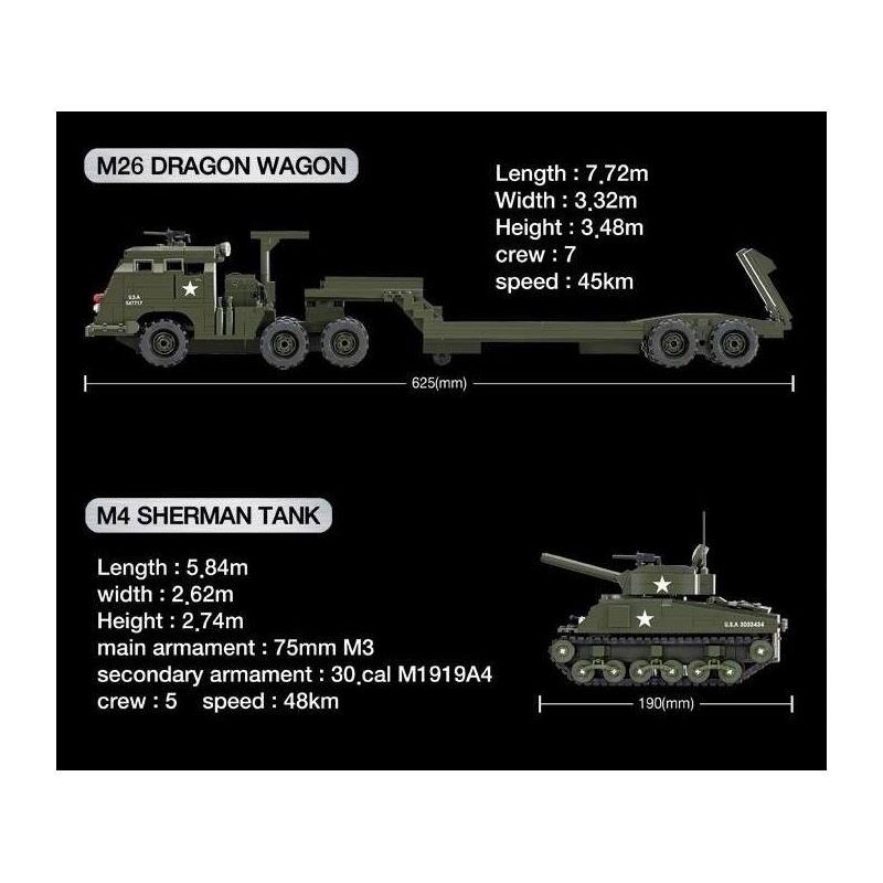 OXFORD BM35218 35218 non  RƠ MOÓC HẠNG NẶNG RỒNG bộ đồ chơi xếp lắp ráp ghép mô hình Military Army DRAGON WAGON U.S. TANK TRANSPORTER Quân Sự Bộ Đội 1071 khối