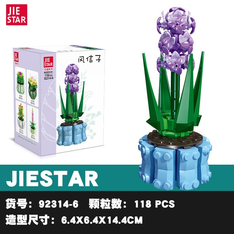 JIESTAR 92314 non  BONSAI 6 LOẠI THÀNH PHỐ KHÔNG ĐÊM QUÁN THẾ ÂM SEN ĐỎ NON HOA LÁ ???NG TRĂNG LUPIN LỤC BÌNH bộ đồ chơi xếp lắp ráp ghép mô hình Flowers