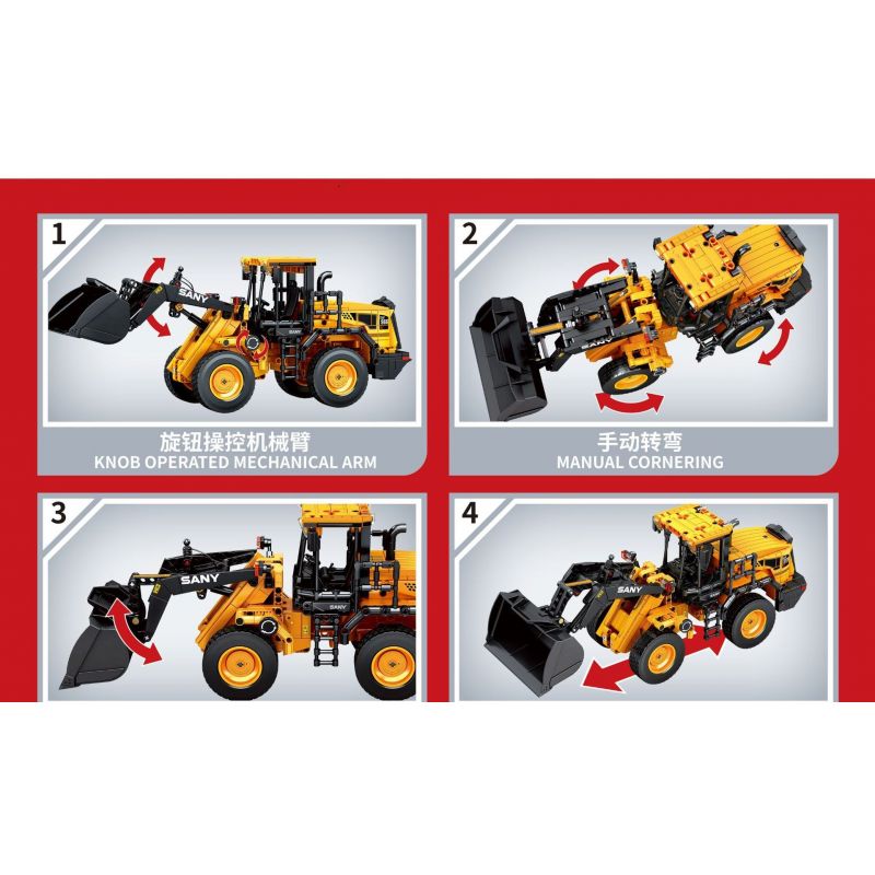 SEMBO 712016 non  MÁY XÚC LẬT SW966K tỷ lệ 1:26 bộ đồ chơi xếp lắp ráp ghép mô hình Lung Tung Thuộc Nhiều Thể Loại 896 khối