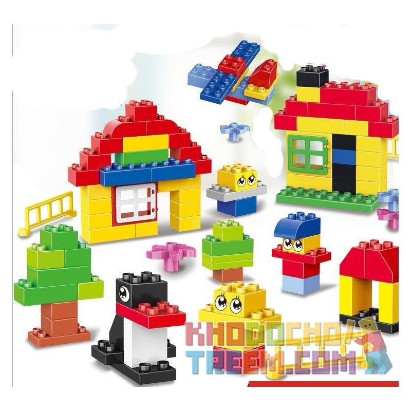 NOT Lego LEGO® DUPLO® CREATIVE BUILDING KIT 5748 HUIMEI/STAR CITY/XING DOU CHENG HM158 xếp lắp ráp ghép mô hình SÁNG TẠO HỘP VỪA Khối Lớn 86 khối