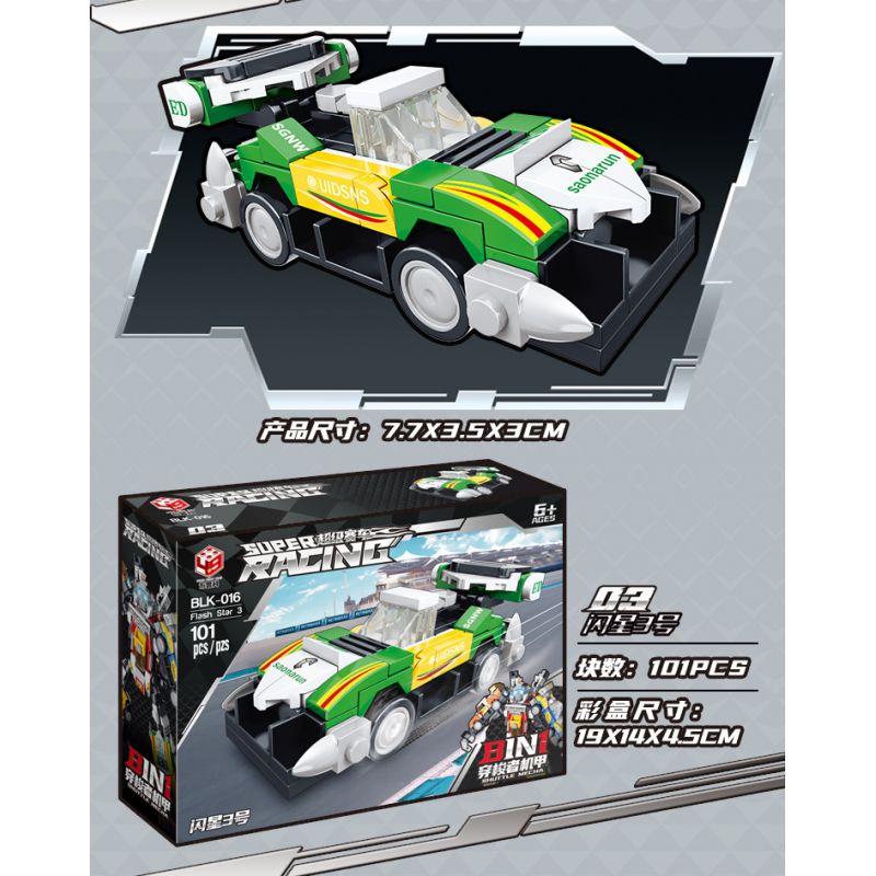 BRUCO BLK-016 non  XE ĐƯA ĐÓN MECH TRANSFORM AUTOBOT bộ đồ chơi xếp lắp ráp ghép mô hình Speed Champions Racing Cars Đua Xe Công Thức 810 khối