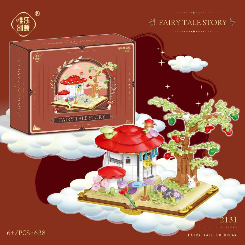 WELEMAGINATION 2131 non  NHÀ NẤM LẠ bộ đồ chơi xếp lắp ráp ghép mô hình FAIRY TALE STORY 638 khối
