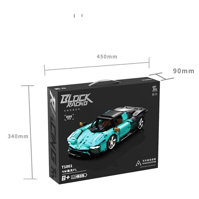 TAKUKI T1001 1001 non  CỰC QUANG FL tỷ lệ 1:14 bộ đồ chơi xếp lắp ráp ghép mô hình BLOCK RACING 1589 khối