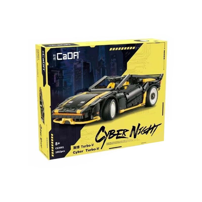 CADA DOUBLEE C63001 63001 non  ĐÊM ĐIỆN TỬ CYBER ​​​​TURBO-V bộ đồ chơi xếp lắp ráp ghép mô hình CYBER NIGHT CYBER TURBO-V 1682 khối
