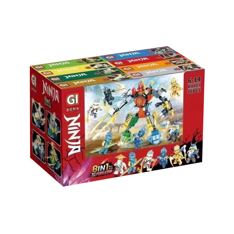 JUGO R8803 8803 non Lego KẾT HỢP ÁO GIÁP VINH QUANG 8 bộ đồ chơi xếp lắp ráp ghép mô hình The Lego Ninjago Movie Ninja Lốc Xoáy 460 khối