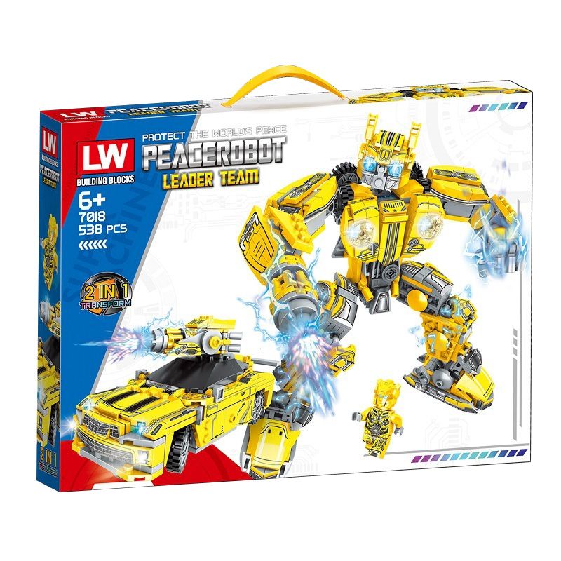 LW 7018 non Lego ROBOT ONG VÀNG bộ đồ chơi xếp lắp ráp ghép mô hình Movie & Game PEACEROBOT LEADER TEAM Phim Và Trò Chơi 538 khối