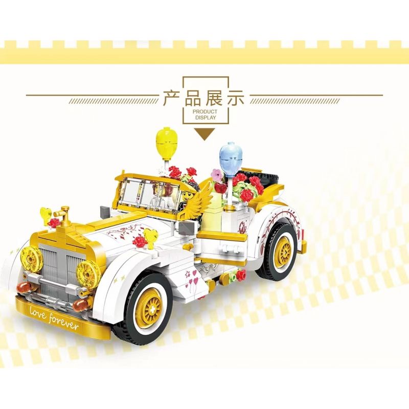 ZHEGAO 00310 non  XE CƯỚI bộ đồ chơi xếp lắp ráp ghép mô hình WEDDING CAR 522 khối