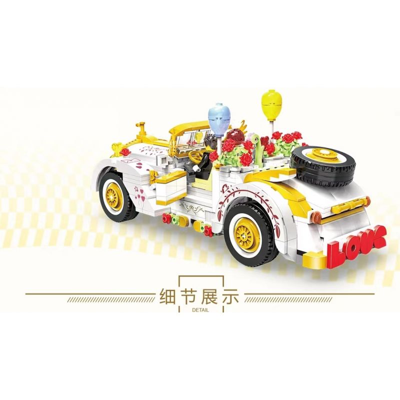ZHEGAO 00310 non  XE CƯỚI bộ đồ chơi xếp lắp ráp ghép mô hình WEDDING CAR 522 khối