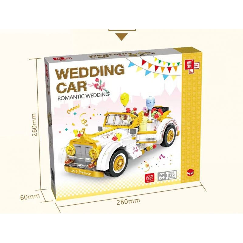 ZHEGAO 00310 non  XE CƯỚI bộ đồ chơi xếp lắp ráp ghép mô hình WEDDING CAR 522 khối