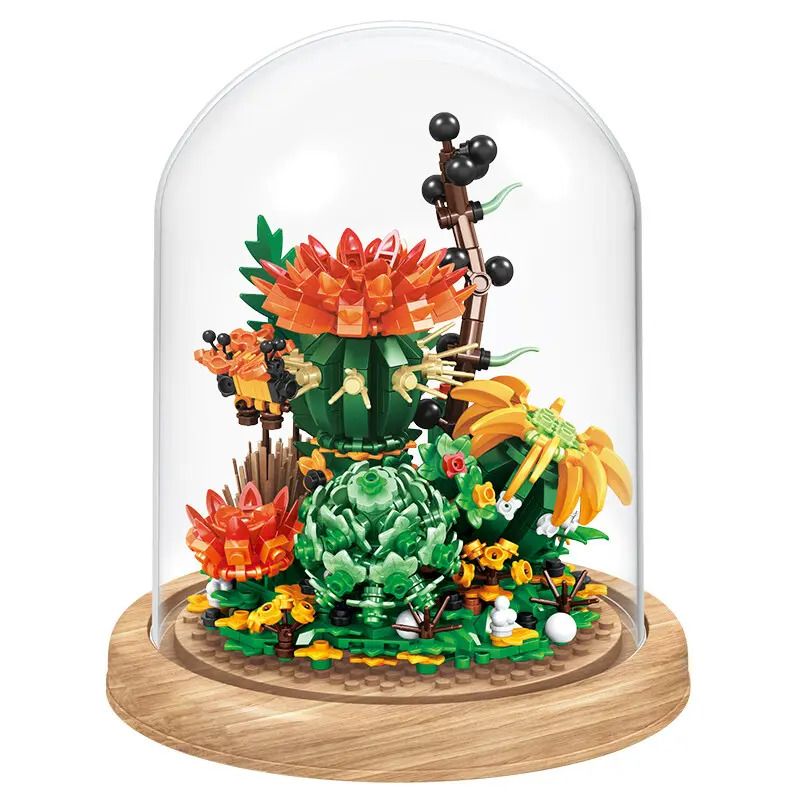 ZHEGAO 00978 non  XƯƠNG RỒNG BẢO QUẢN HOA bộ đồ chơi xếp lắp ráp ghép mô hình Flowers IMMORTAL FLOWER