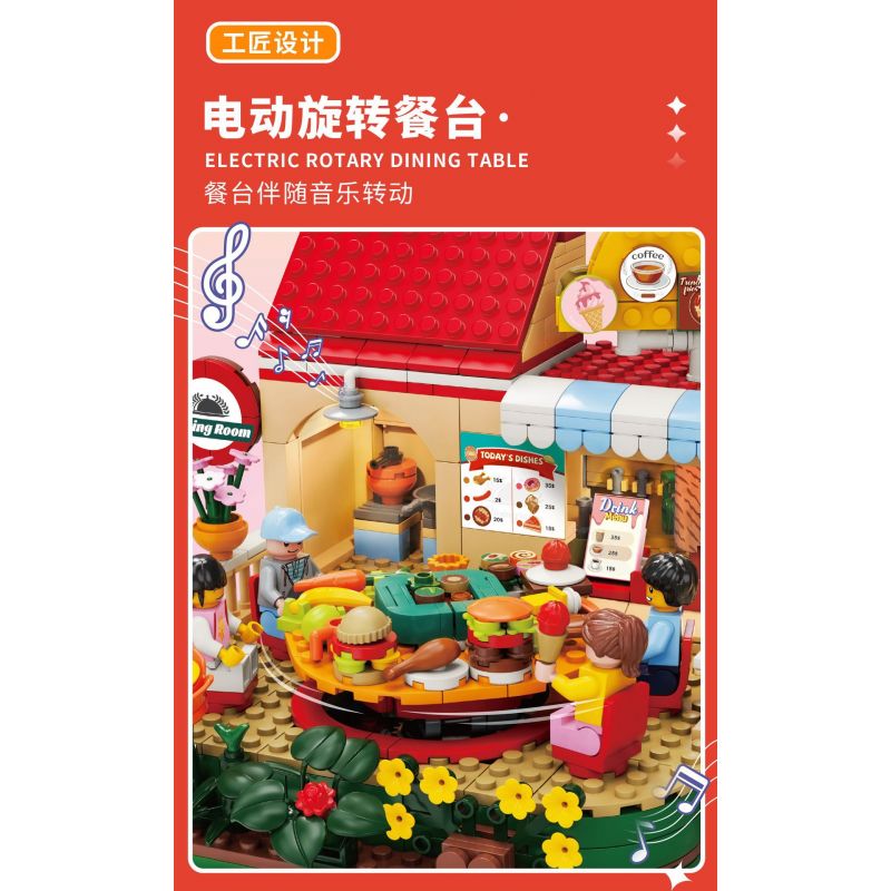 KAIDO KD99004 99004 non  NHÀ HÀNG XOAY SÂN VƯỜN bộ đồ chơi xếp lắp ráp ghép mô hình REVOLVING RESTAURANT