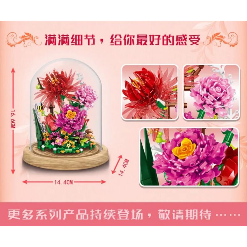 ZHEGAO 00977 non  BẢO QUẢN HOA HỒNG bộ đồ chơi xếp lắp ráp ghép mô hình Flowers IMMORTAL FLOWER