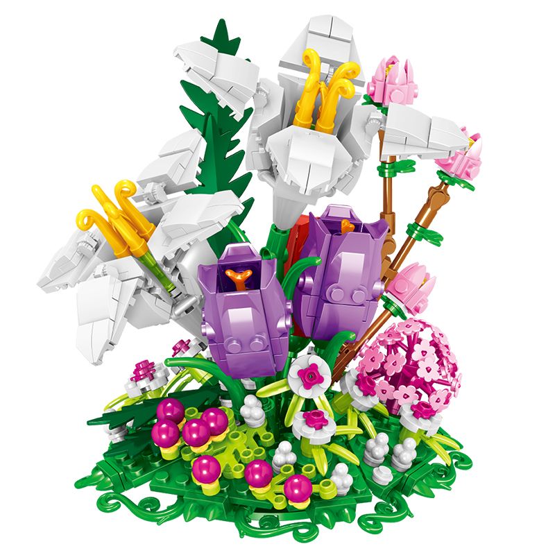 ZHEGAO 00976 non  LILY BẢO QUẢN HOA bộ đồ chơi xếp lắp ráp ghép mô hình Flowers IMMORTAL FLOWER