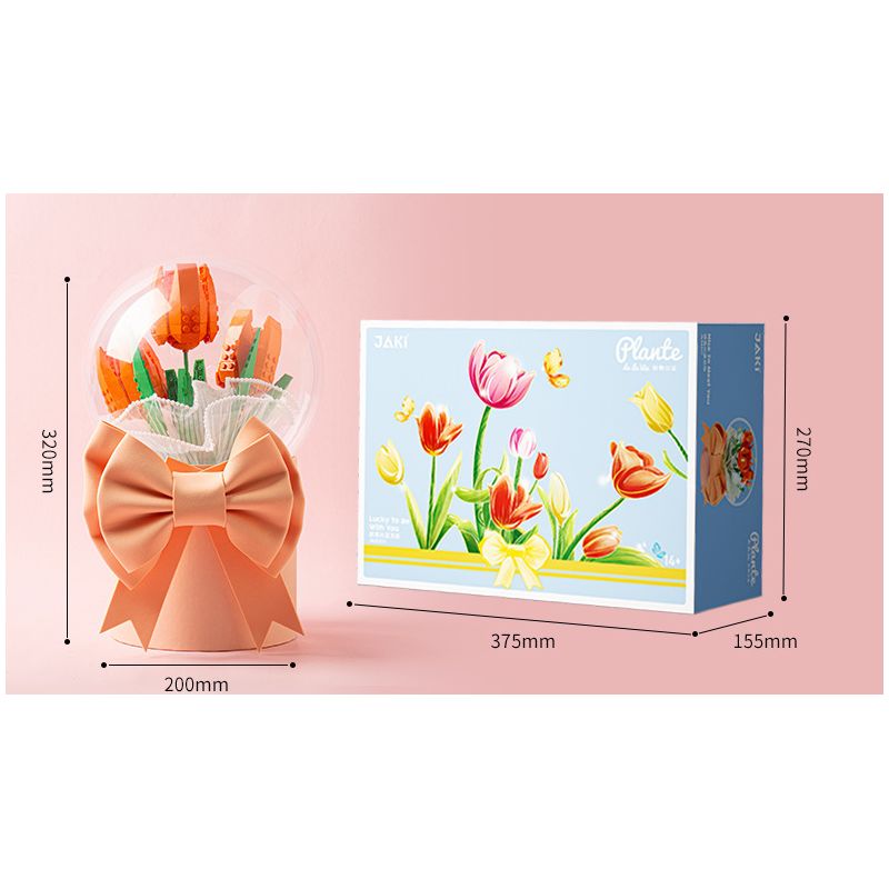 JAKI JK20232 20232 non  HỘP QUÀ BÓ HOA BOBO BALL 520 ANH THẬT MAY MẮN KHI ĐƯỢC Ở BÊN EM bộ đồ chơi xếp lắp ráp ghép mô hình Flowers