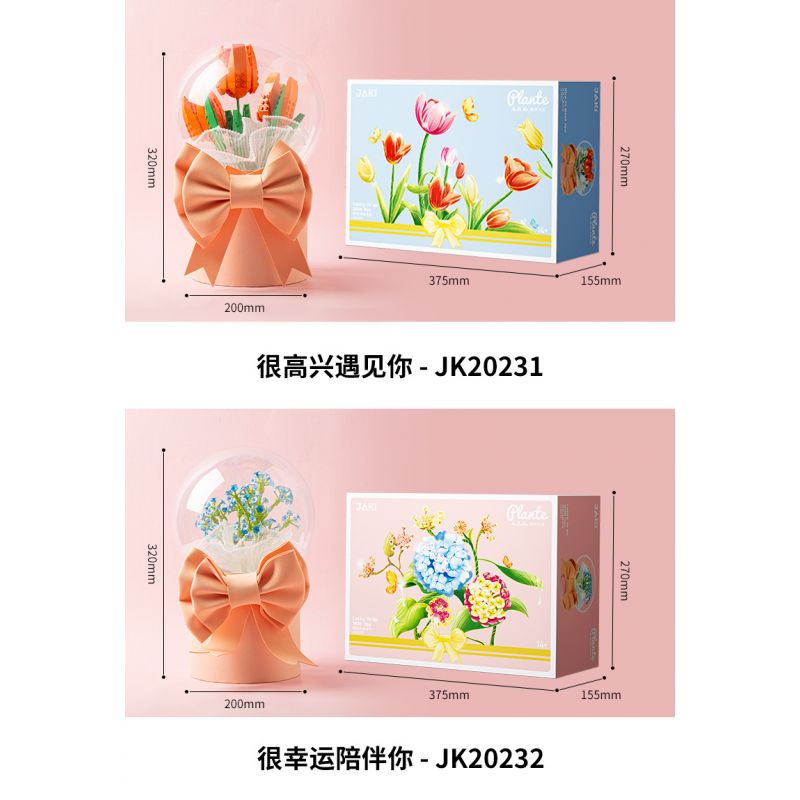 JAKI JK20231 20231 non  HỘP QUÀ BÓ HOA BOBO BALL 520 RẤT VUI ĐƯỢC GẶP BẠN bộ đồ chơi xếp lắp ráp ghép mô hình Flowers