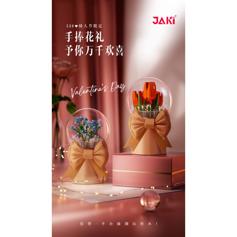 JAKI JK20231 20231 non  HỘP QUÀ BÓ HOA BOBO BALL 520 RẤT VUI ĐƯỢC GẶP BẠN bộ đồ chơi xếp lắp ráp ghép mô hình Flowers