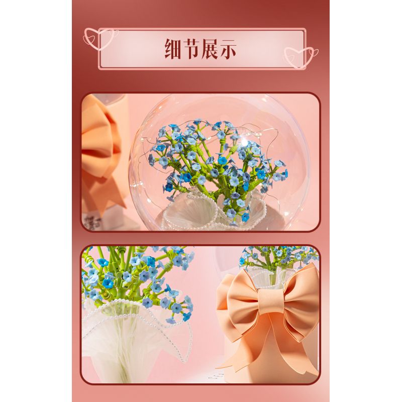 JAKI JK20231 20231 non  HỘP QUÀ BÓ HOA BOBO BALL 520 RẤT VUI ĐƯỢC GẶP BẠN bộ đồ chơi xếp lắp ráp ghép mô hình Flowers