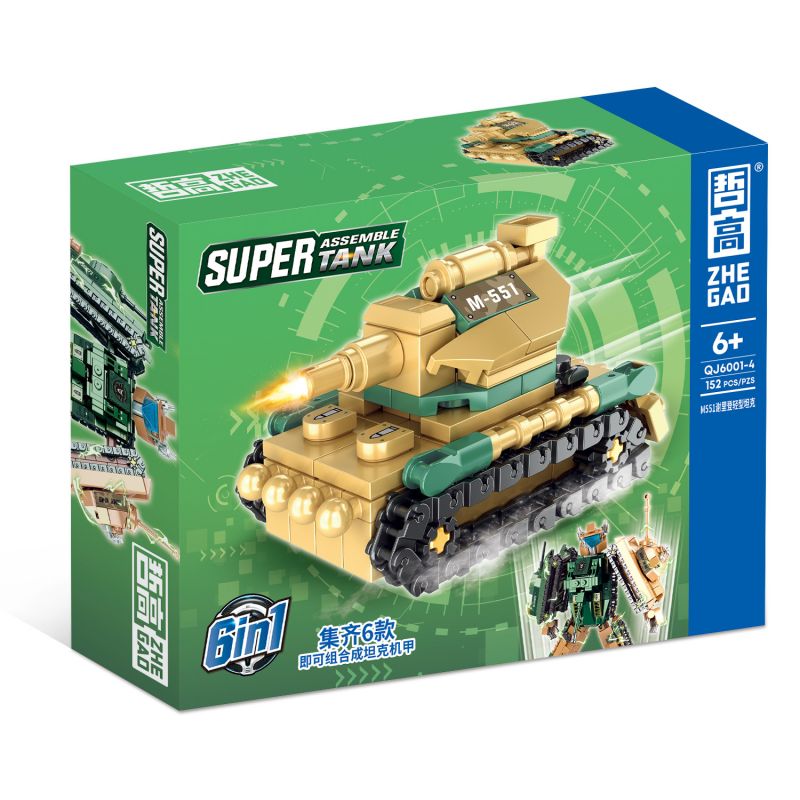 ZHEGAO QJ6001 6001 non  TANK FIT BATTLE ARMOR MECH 6 KẾT HỢP bộ đồ chơi xếp lắp ráp ghép mô hình Military Army SUPER ASSEMBLE TANK Quân Sự Bộ Đội