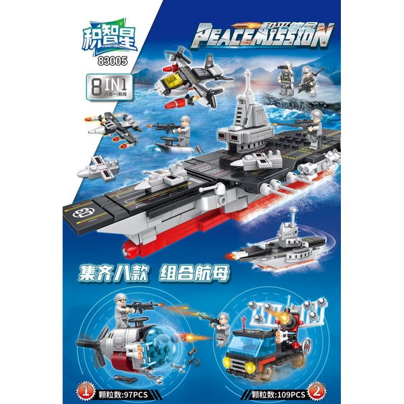 JI ZHIXING 83005 non  SỨ MỆNH HÒA BÌNH HÀNG KHÔNG MẪU HẠM LIÊN HỢP 8 TỔ bộ đồ chơi xếp lắp ráp ghép mô hình Peacemission PEACE MISSION Nhiệm Vụ Gìn Giữ Hòa Bình 862 khối