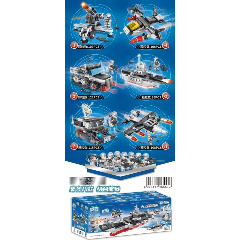 JI ZHIXING 83005 non  SỨ MỆNH HÒA BÌNH HÀNG KHÔNG MẪU HẠM LIÊN HỢP 8 TỔ bộ đồ chơi xếp lắp ráp ghép mô hình Peacemission PEACE MISSION Nhiệm Vụ Gìn Giữ Hòa Bình 862 khối