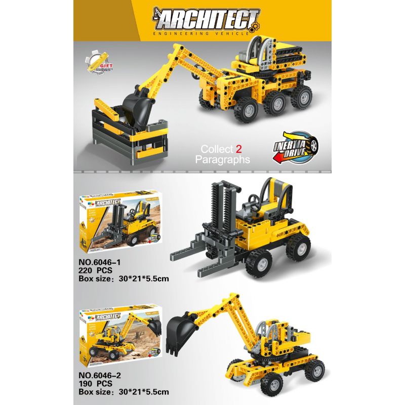 QIZHILE 6046-1 6046-2 non Lego XE KỸ THUẬT QUÁN TÍNH bộ đồ chơi xếp lắp ráp ghép mô hình Technic ARCHITECT Kỹ Thuật Công Nghệ Cao Mô Hình Phương Tiện 410 khối