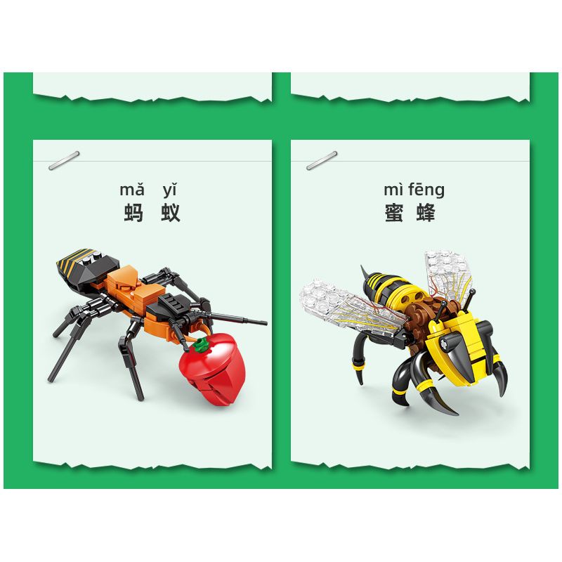 Kazi KY80040 80040 MINGDI LEIBAO K0375 0375 non  HỌ CÔN TRÙNG 8 MẪU BỌ NGỰA RUỒI KIẾN ONG CHUỒN ĐOM ĐÓM RÙA ỐC SÊN bộ đồ chơi xếp lắp ráp ghép mô hình Creator INSECT Sáng Tạo 692 khối