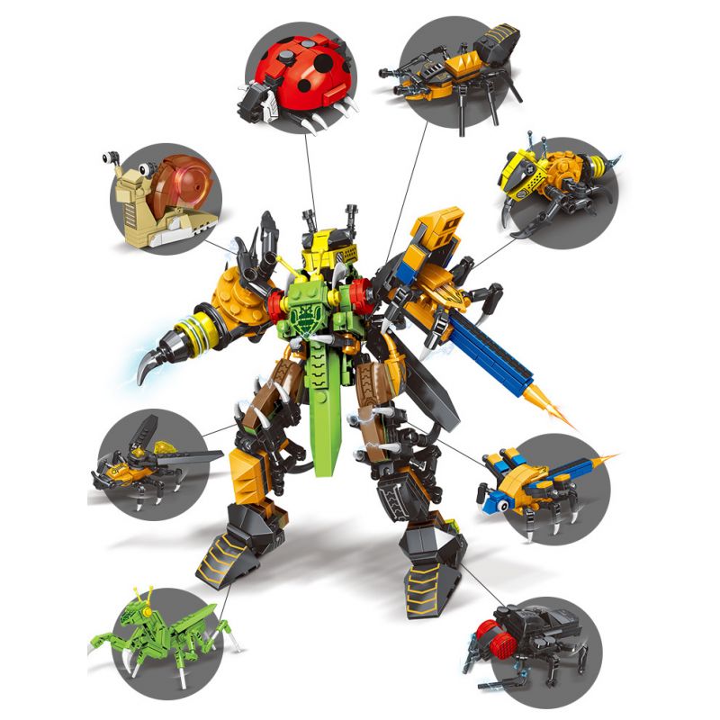 Kazi KY80040 80040 MINGDI LEIBAO K0375 0375 non  HỌ CÔN TRÙNG 8 MẪU BỌ NGỰA RUỒI KIẾN ONG CHUỒN ĐOM ĐÓM RÙA ỐC SÊN bộ đồ chơi xếp lắp ráp ghép mô hình Creator INSECT Sáng Tạo 692 khối