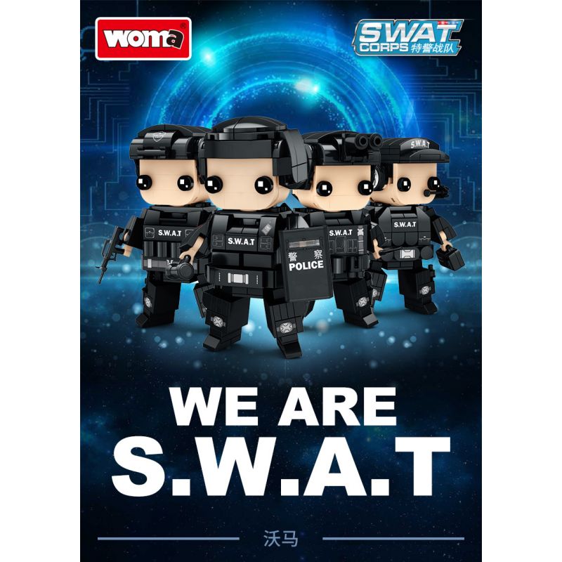 WOMA C0596 0596 non  ĐỘI CẢNH SÁT ĐẶC BIỆT 4 ĐIỀU TRA VIÊN HÀNH ĐỘNG KẺ TẤN CÔNG CHỐNG CHÁY NỔ CHỈ HUY SNIPER bộ đồ chơi xếp lắp ráp ghép mô hình Swat Special Force SWAT CORPS Đặc Nhiệm 745 khối