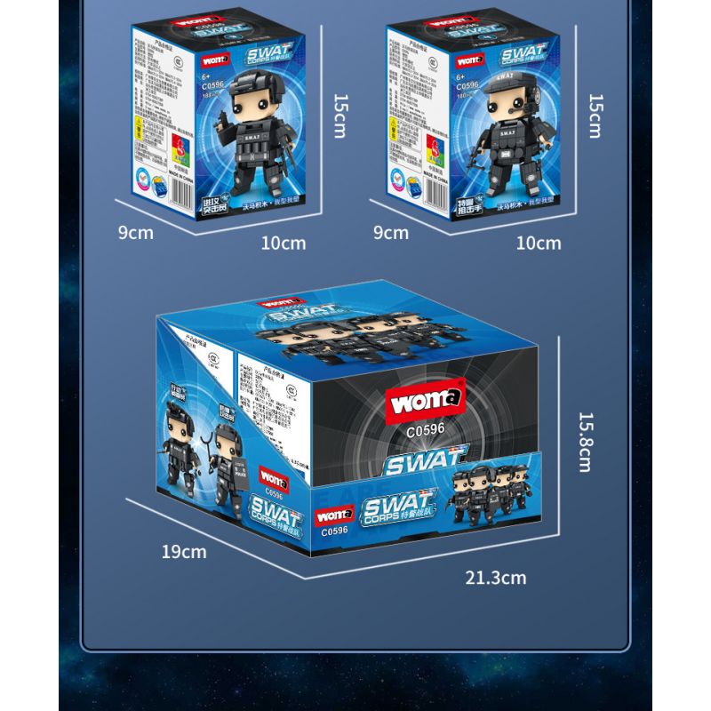 WOMA C0596 0596 non  ĐỘI CẢNH SÁT ĐẶC BIỆT 4 ĐIỀU TRA VIÊN HÀNH ĐỘNG KẺ TẤN CÔNG CHỐNG CHÁY NỔ CHỈ HUY SNIPER bộ đồ chơi xếp lắp ráp ghép mô hình Swat Special Force SWAT CORPS Đặc Nhiệm 745 khối