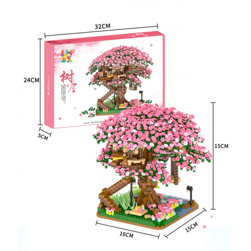 B BRAND 609 non Lego NHÀ CÂY SAKURA bộ đồ chơi xếp lắp ráp ghép mô hình Creator Expert CHERRY TREE HOME Chuyên Gia Sáng Tạo 2138 khối