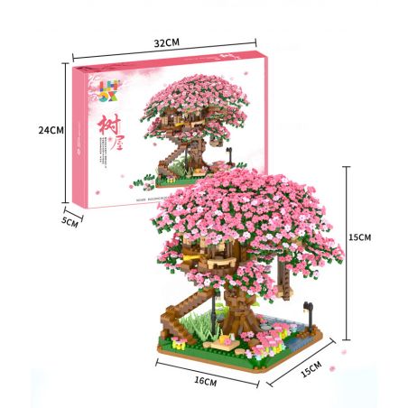 B BRAND 609 non  NHÀ CÂY SAKURA bộ đồ chơi xếp lắp ráp ghép mô hình Creator Expert CHERRY TREE HOME Chuyên Gia Sáng Tạo 2138 khối