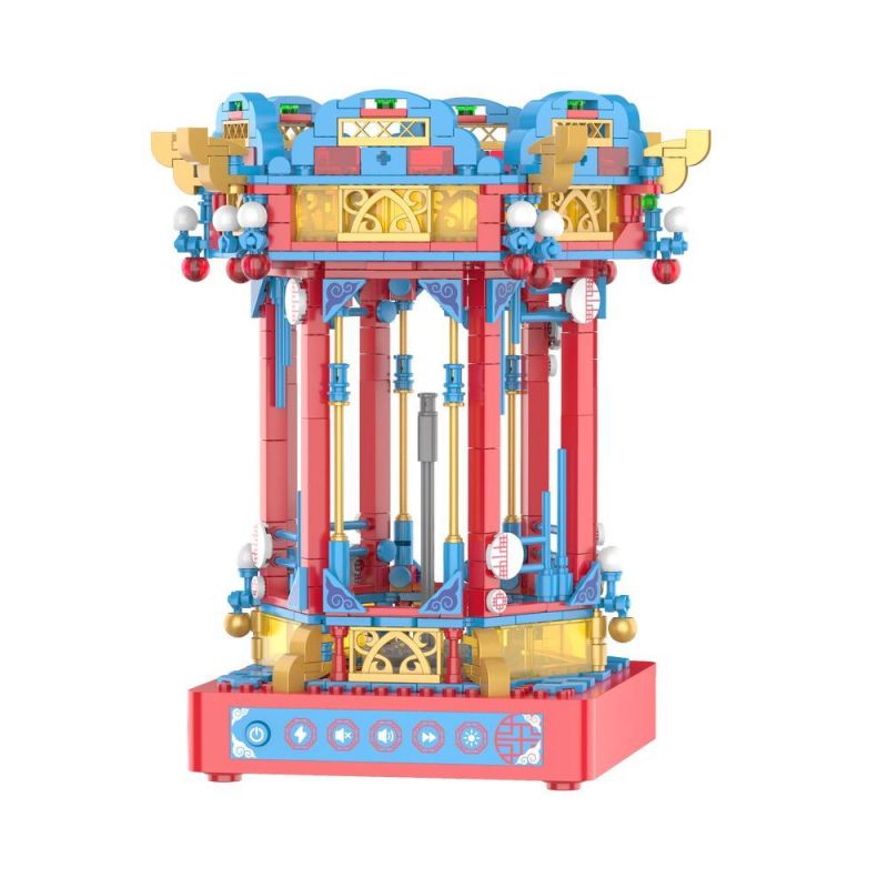 JAKI JK1188 1188 non  THỦY TRIỀU QUỐC GIA ĐI BỘ ĐÈN NGỰA bộ đồ chơi xếp lắp ráp ghép mô hình DIY MUSIC BOX 641 khối