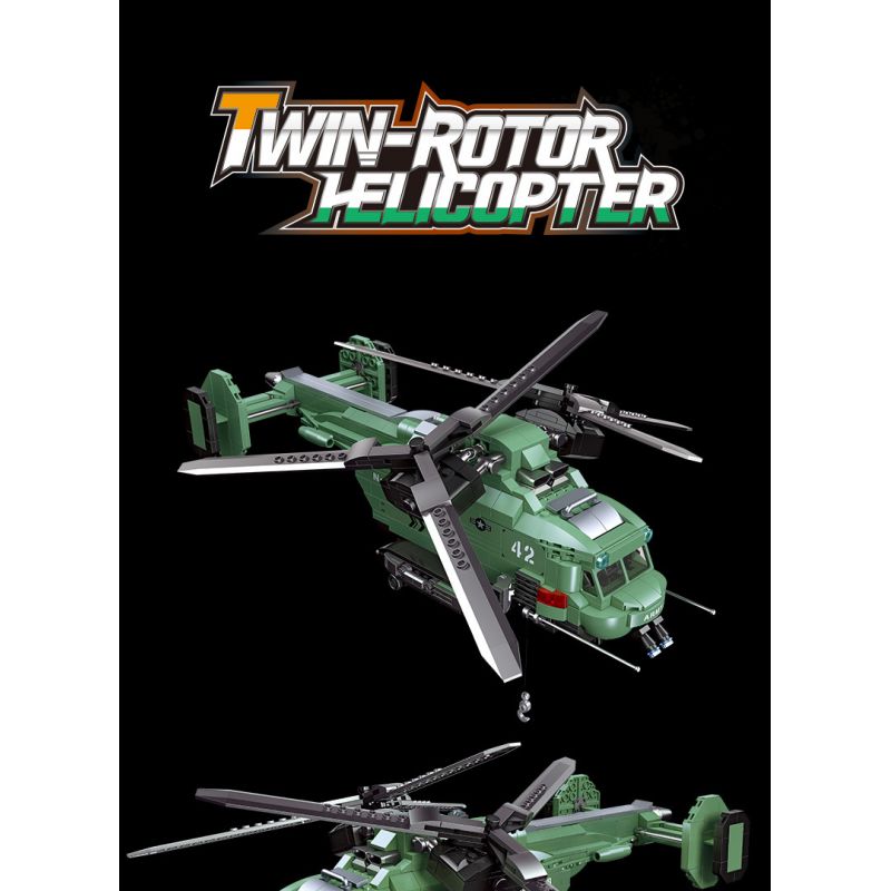 JIESTAR 58008 non  MÁY BAY TRỰC THĂNG CÁNH QUẠT ĐÔI bộ đồ chơi xếp lắp ráp ghép mô hình Computer Games TWIN-ROTOR HELICOPTER Trò Chơi 705 khối