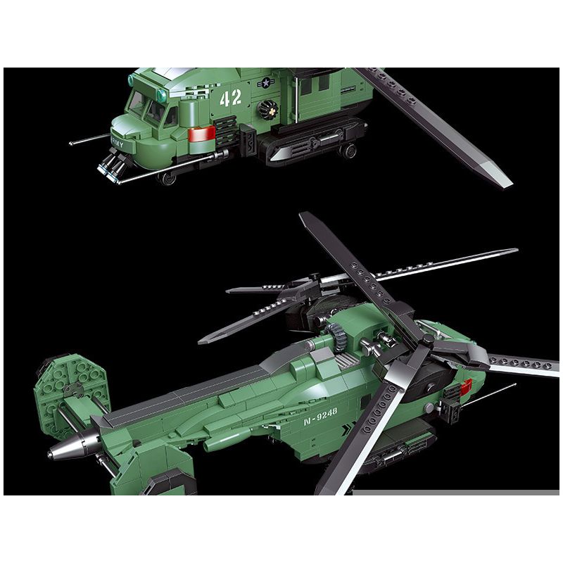 JIESTAR 58008 non  MÁY BAY TRỰC THĂNG CÁNH QUẠT ĐÔI bộ đồ chơi xếp lắp ráp ghép mô hình Computer Games TWIN-ROTOR HELICOPTER Trò Chơi 705 khối