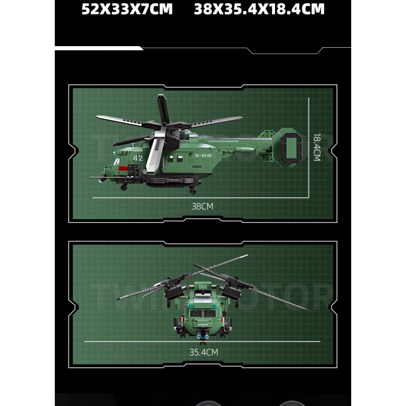 JIESTAR 58008 non  MÁY BAY TRỰC THĂNG CÁNH QUẠT ĐÔI bộ đồ chơi xếp lắp ráp ghép mô hình Computer Games TWIN-ROTOR HELICOPTER Trò Chơi 705 khối