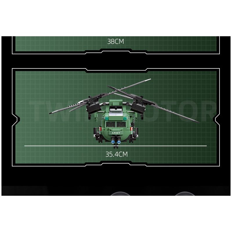 JIESTAR 58008 non  MÁY BAY TRỰC THĂNG CÁNH QUẠT ĐÔI bộ đồ chơi xếp lắp ráp ghép mô hình Computer Games TWIN-ROTOR HELICOPTER Trò Chơi 705 khối