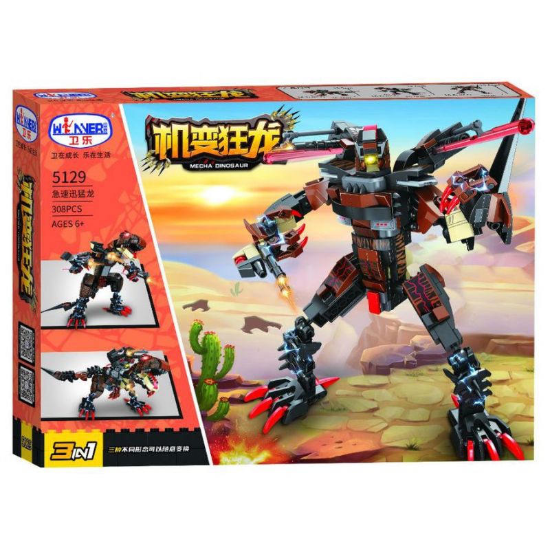 Winner 5129 non  RỒNG NHANH bộ đồ chơi xếp lắp ráp ghép mô hình MECHA DINOSAUR 308 khối