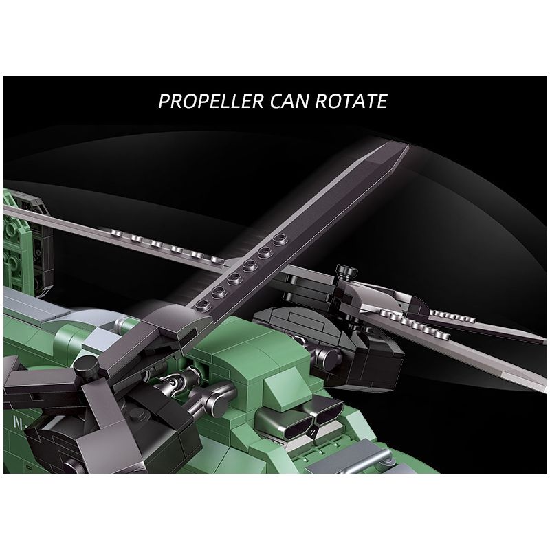 JIESTAR 58008 non  MÁY BAY TRỰC THĂNG CÁNH QUẠT ĐÔI bộ đồ chơi xếp lắp ráp ghép mô hình Computer Games TWIN-ROTOR HELICOPTER Trò Chơi 705 khối