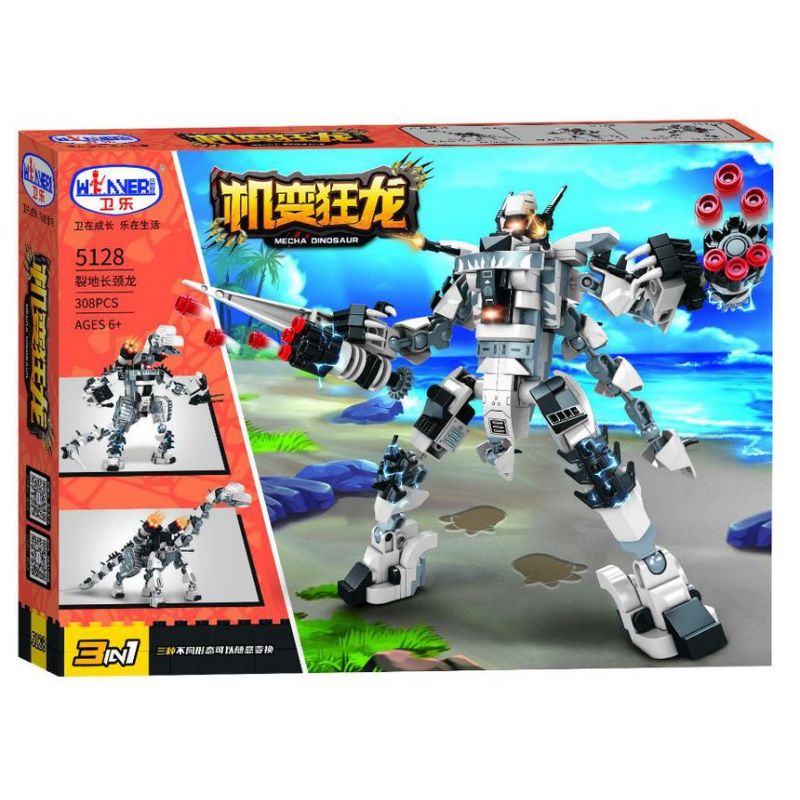 Winner 5128 non  RỒNG CỔ DÀI bộ đồ chơi xếp lắp ráp ghép mô hình MECHA DINOSAUR 308 khối
