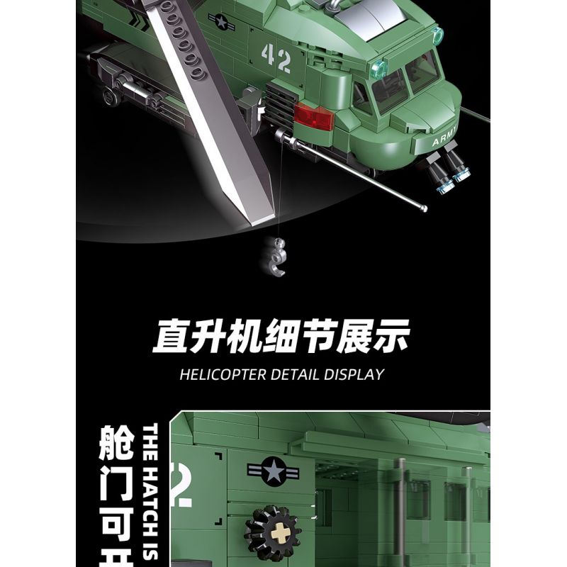 JIESTAR 58008 non  MÁY BAY TRỰC THĂNG CÁNH QUẠT ĐÔI bộ đồ chơi xếp lắp ráp ghép mô hình Computer Games TWIN-ROTOR HELICOPTER Trò Chơi 705 khối