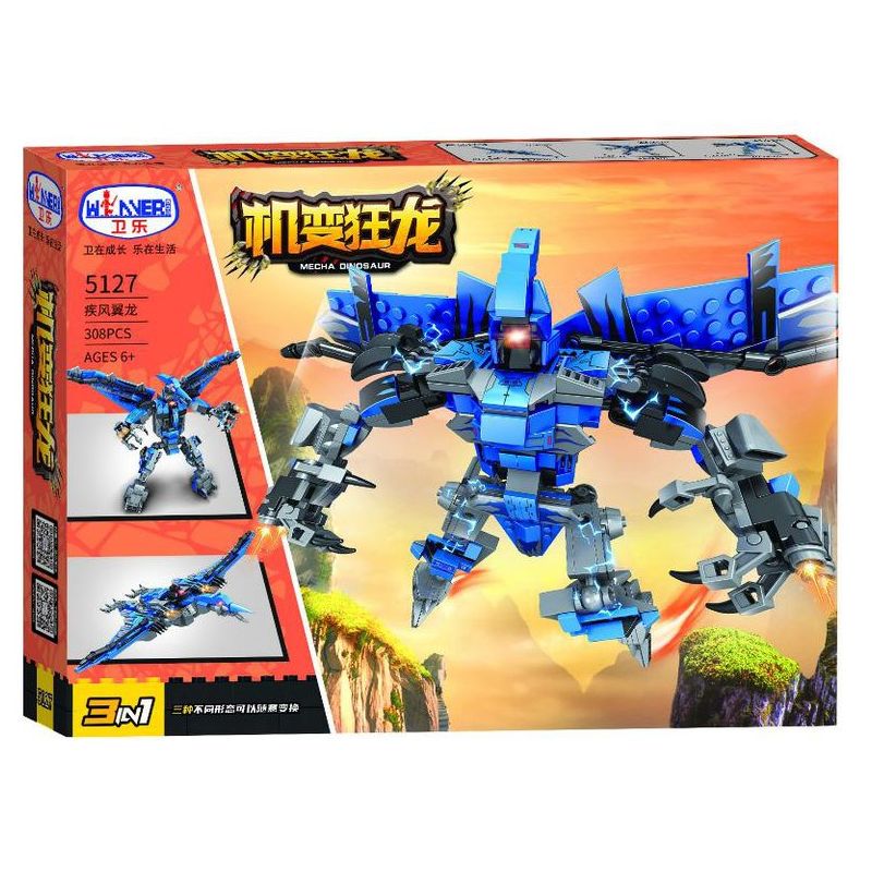Winner 5127 non  ẢO GIÁC bộ đồ chơi xếp lắp ráp ghép mô hình MECHA DINOSAUR 308 khối