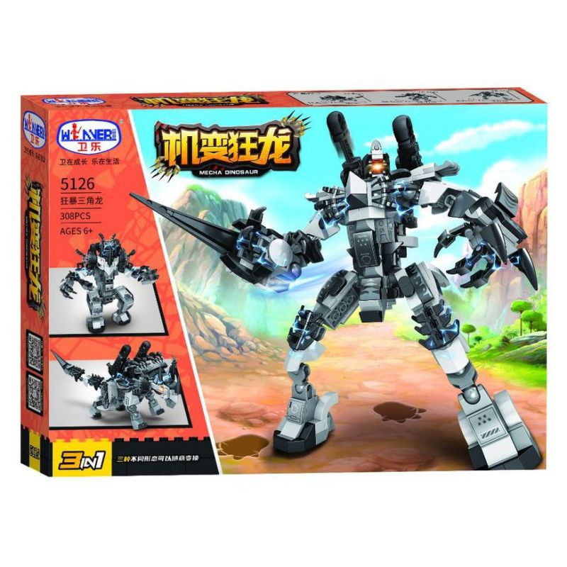 Winner 5126 non  RỒNG TAM GIÁC BẠO LỰC bộ đồ chơi xếp lắp ráp ghép mô hình MECHA DINOSAUR 308 khối